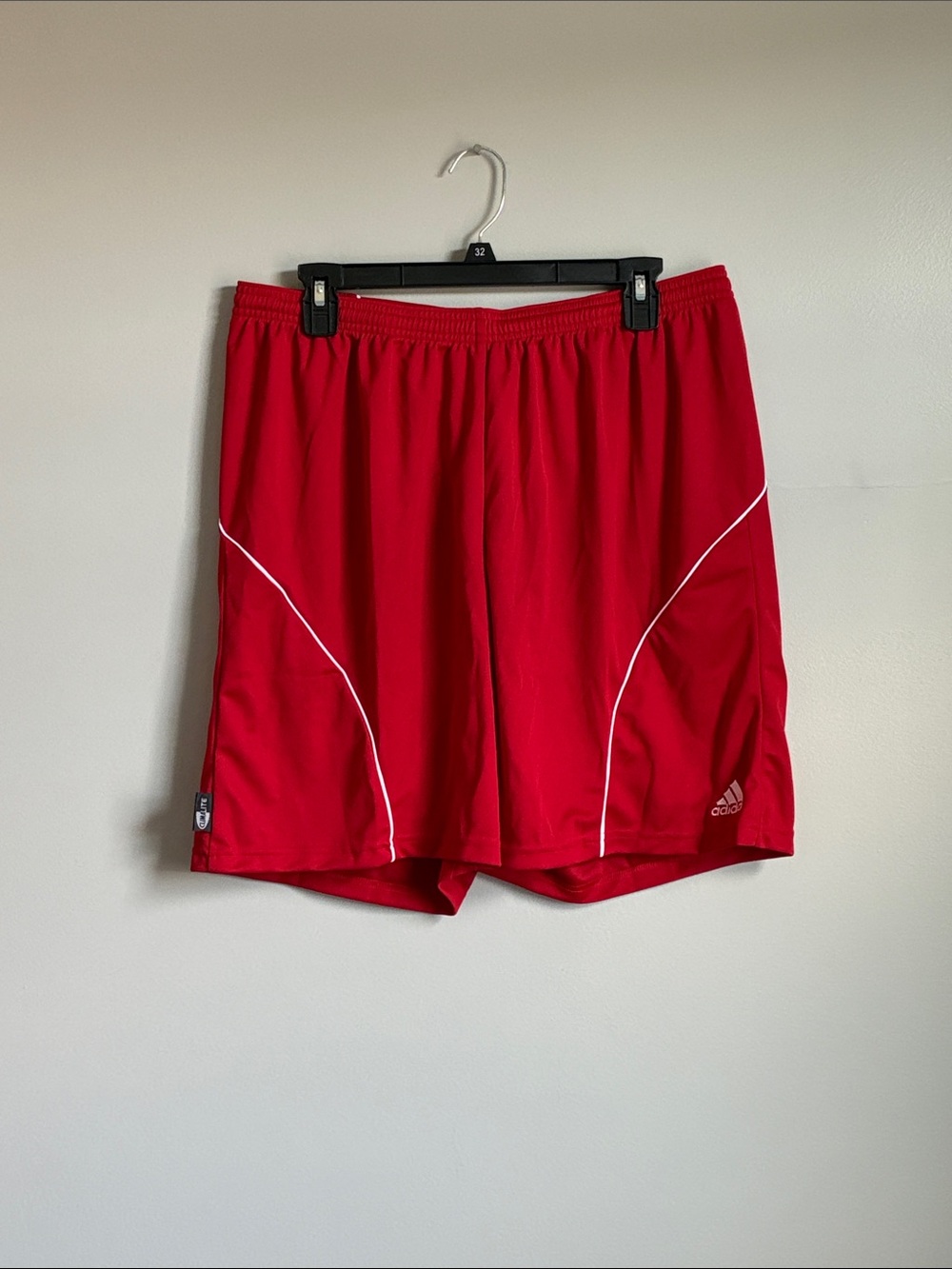 adidas Men's Red Athletic Shorts with White Piping